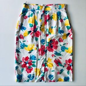Vintage Reldan size 16 white  floral print skirt